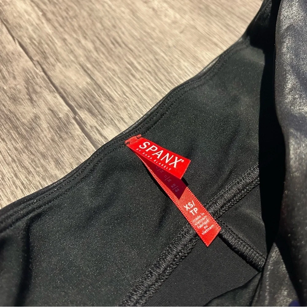 SPANX Black Faux Leather Leggings XS - Picture 2 of 5
